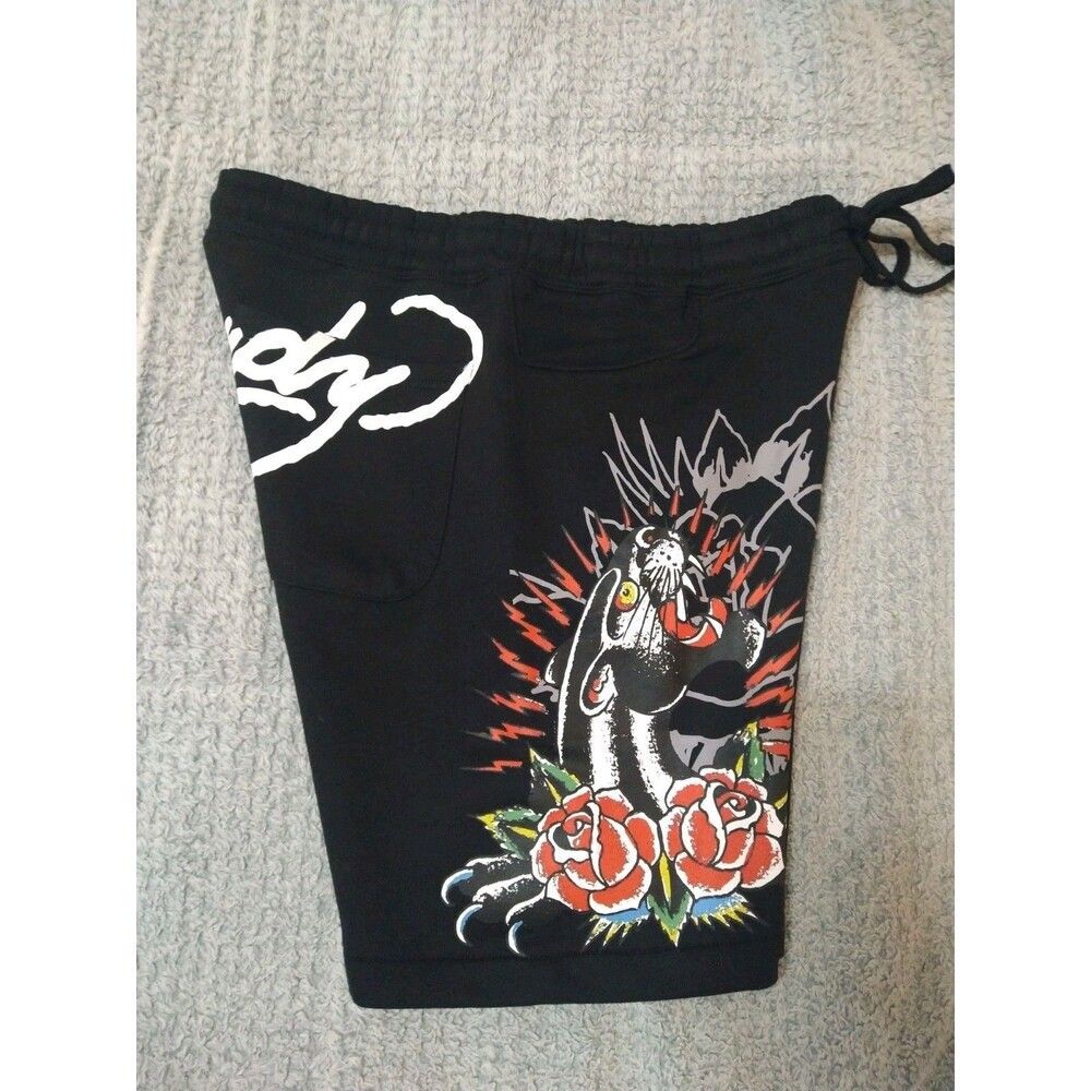Ed Hardy Sweat Logo Shorts Lrg Black Y2K Logo - Picture 4 of 12